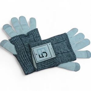 White Tech Touch Knit Gloves with Grey Fingerless Sleeves